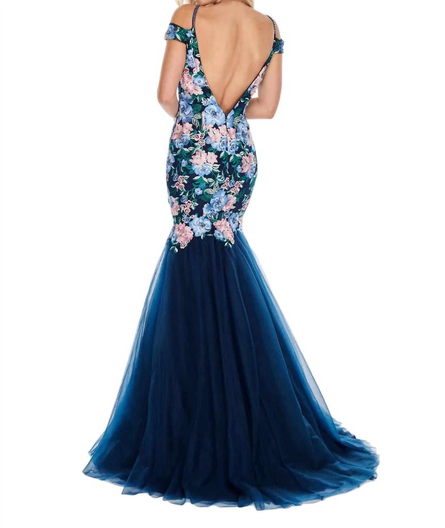 Rachel Allan - Embroidered Floral Mermaid Dress