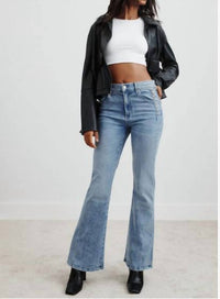Le Jean Studded Farrah Flare Jeans in blue heaven - women's jeans