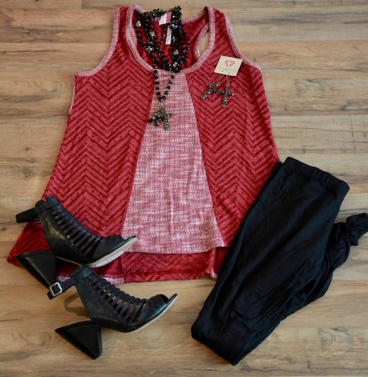 Adiktd Knit Sweater Tank in red - women's tank top - alternate view