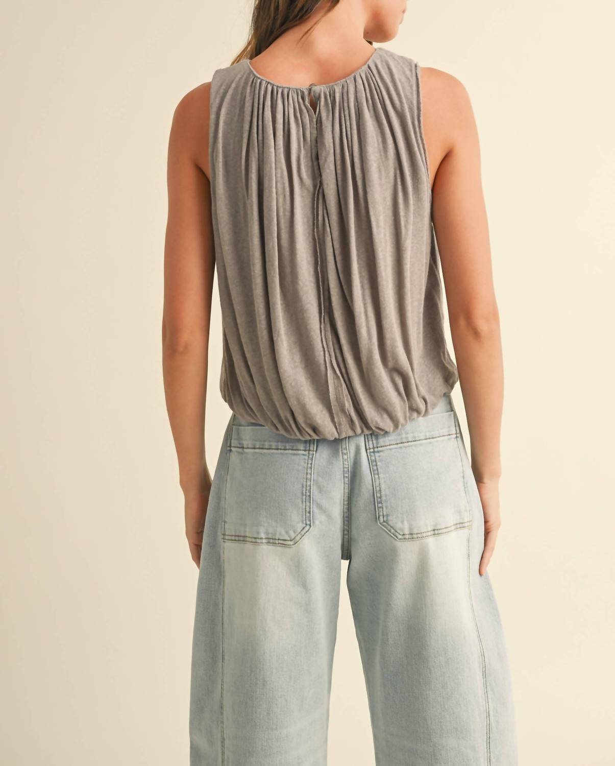 Miou Muse - Linen Knitted Bubble Bottom Top