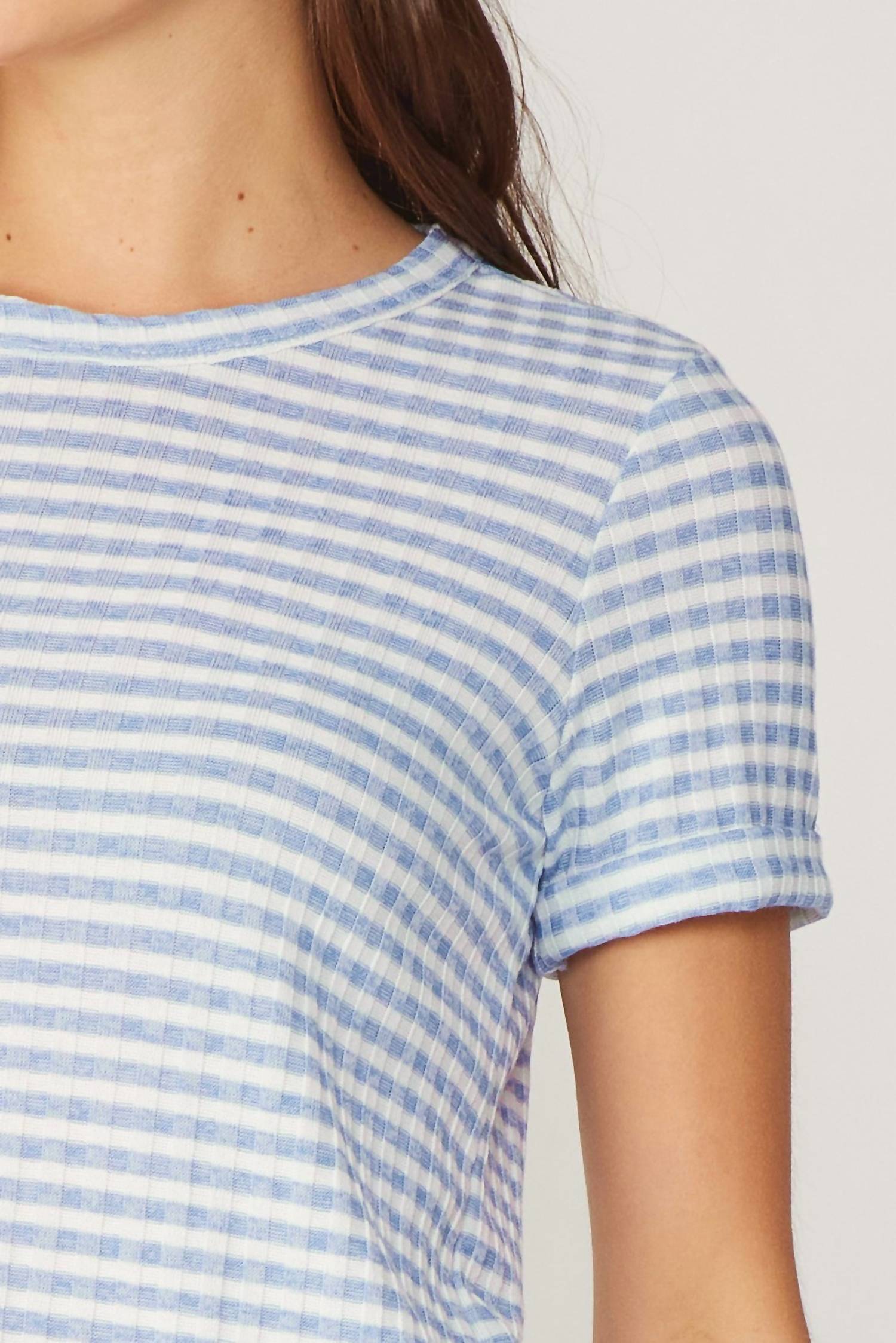 Fsl Apparel - Stripe Ribbed Knit Short Sleeve Top