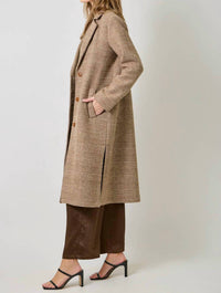 Mystree - Houndstooth Plaid Long Coat