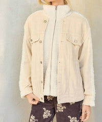 Mystree - Raelene Classic Washed Corduroy With Mixed Sherpa Jacket