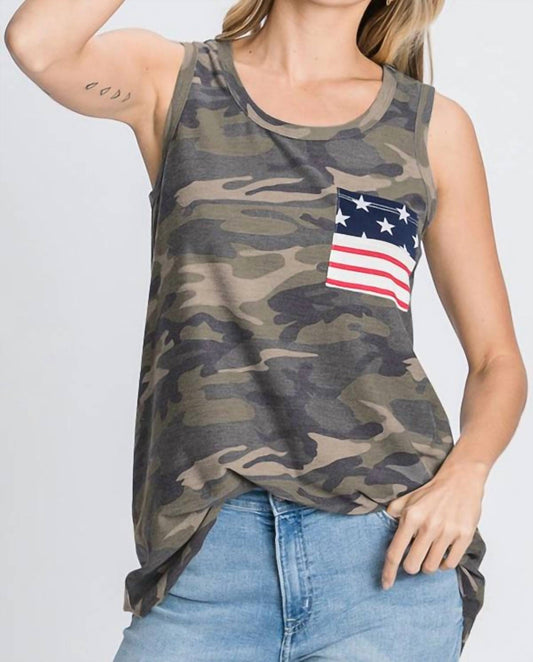 Heimish Usa - Camo Flag Pocket Tank Top