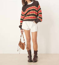 Free People - Frankie Cable Striped Pullover