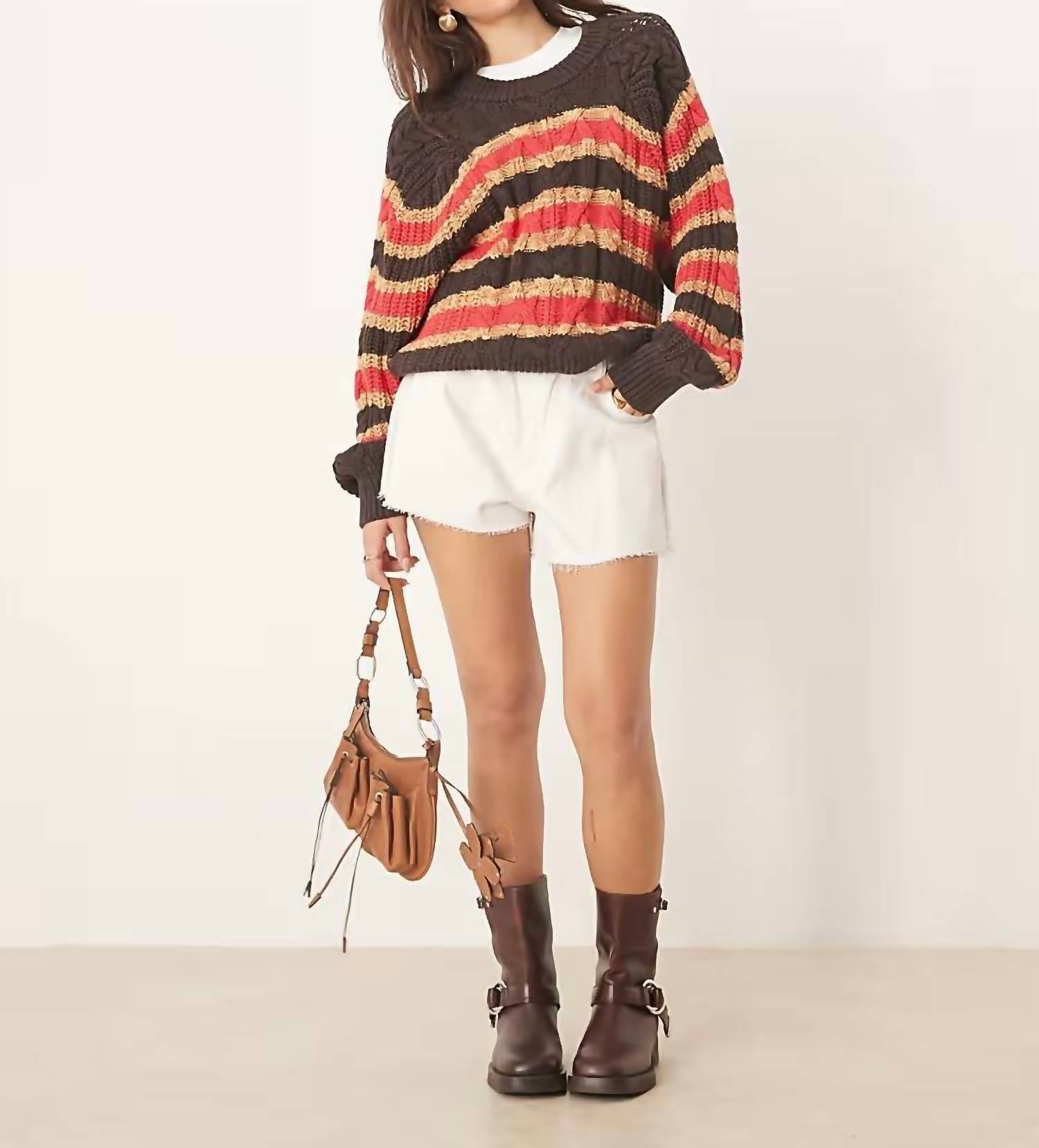 Free People - Frankie Cable Striped Pullover