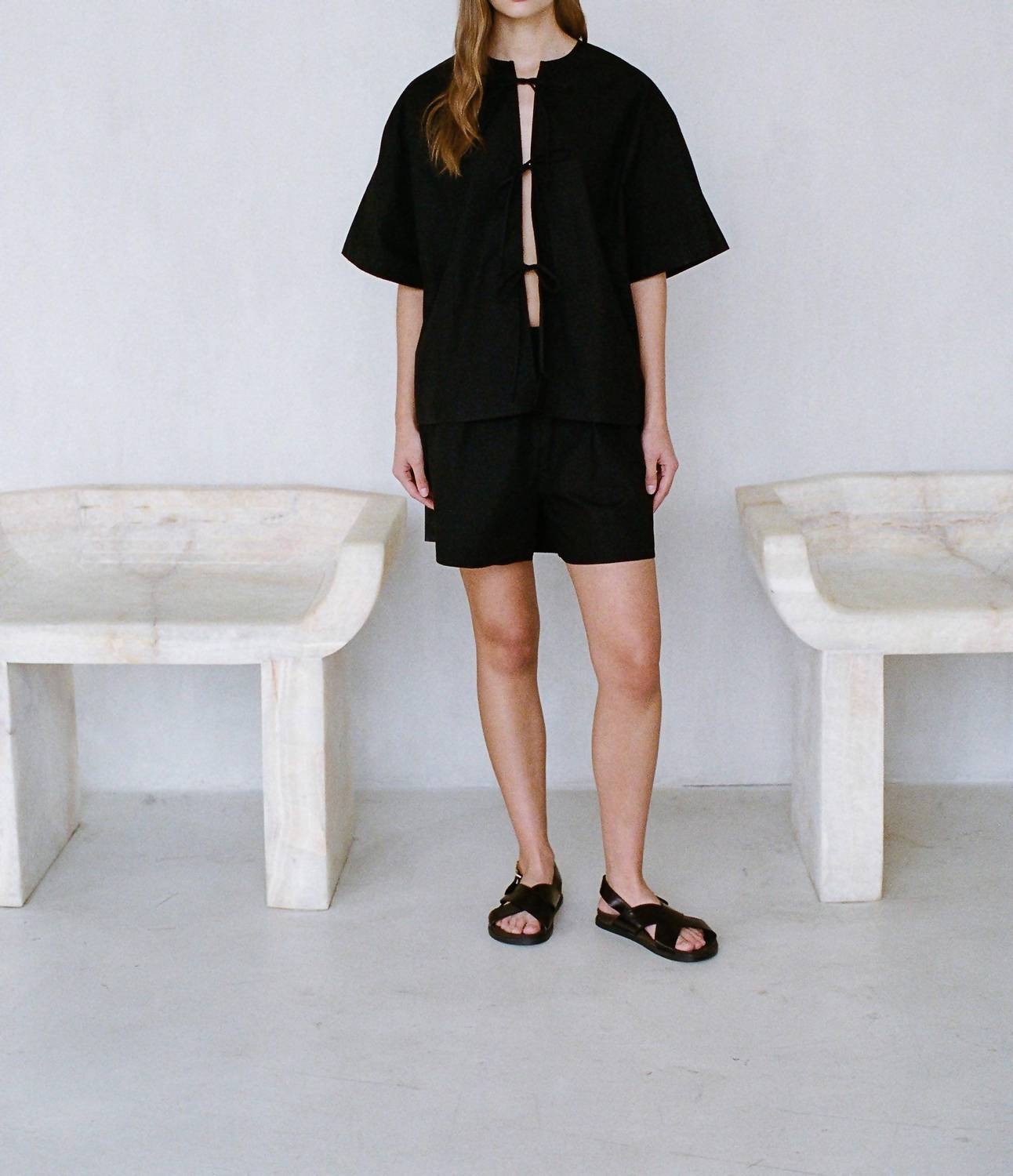 A.Ren - Woven Cotton Straight Leg Shorts