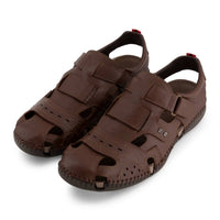 Andrea Men's Velcro Closure Leather Sandal in brown - men's sandal - view 5