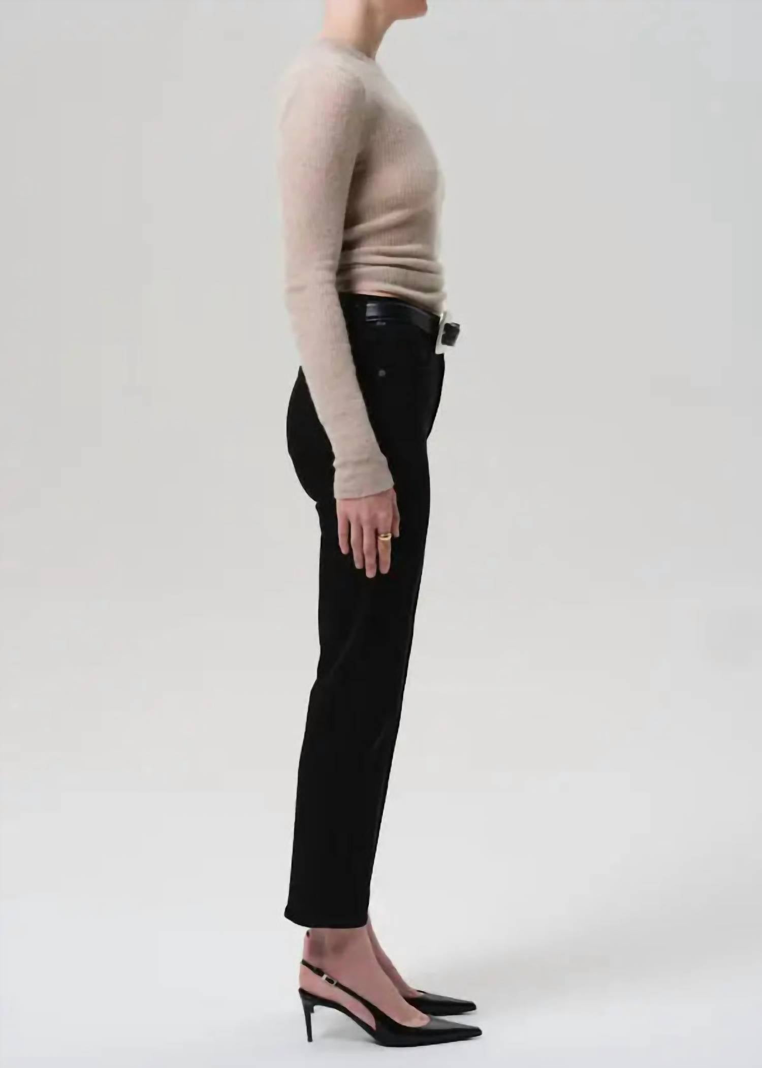Citizens of Humanity Caia Straight Leg Pants in plush black - women's pants - alternate view