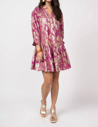 Ivy Jane - Metallic Roses Swing Mini Dress