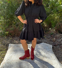Umgee - Ruffled Trim Textured Baby Doll Dress