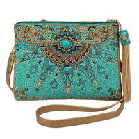 Mary Frances - Women's New Day Beaded Mosaic Crossbody Leather Handbag
