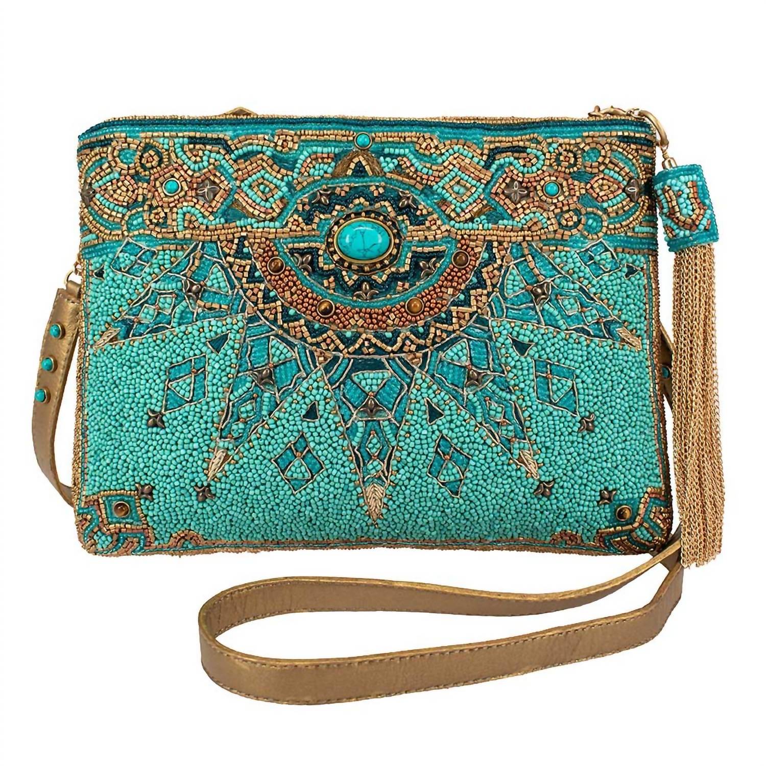 Mary Frances - Women's New Day Beaded Mosaic Crossbody Leather Handbag