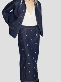 Huishan Zhang - Sonia Crystal-Embellished Denim Skirt