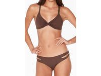 L*SPACE Solid Estella Full Bikini Bottom in chocolate - women's swimwear