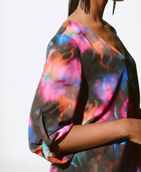 Joseph Ribkoff - Abstract Print High Low Chiffon Tunic