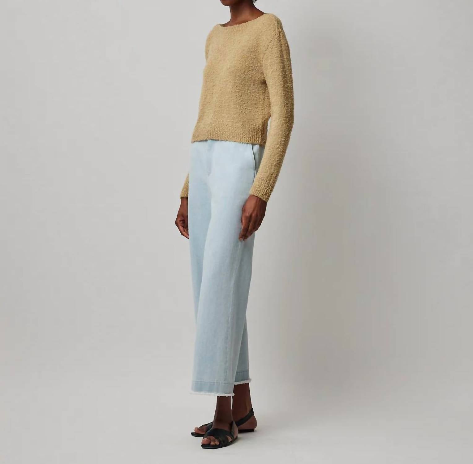 Atm - WOOL BLEND BOUCLE LONG SLEEVE LOW BACK SWEATER