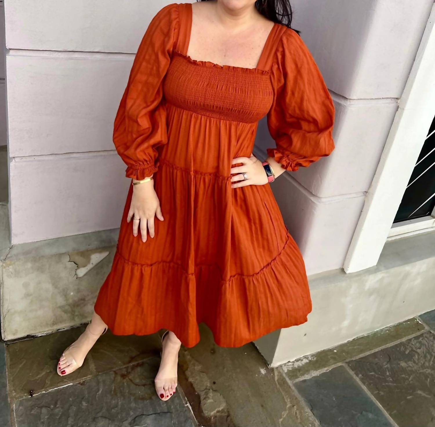 Umgee - Sunset Smocked Peasant Midi Dress