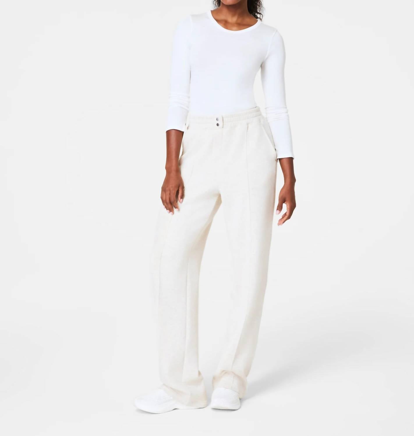 Spanx Airessentials Brushed Straight Leg Pants in heather cream - women's pants