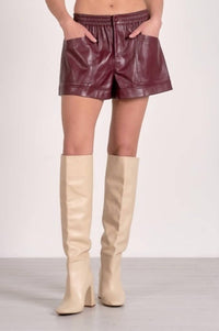 Elan - High Waist Leather Shorts