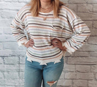 Miou Muse - Stripe Light Weight Long Sleeve Top