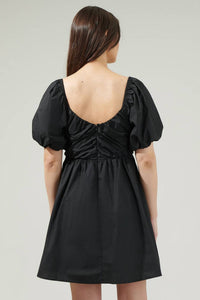 SUGARLIPS Leandra Poplin Mini Dress in black - women's dress - detail view
