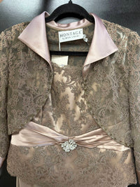 Montage By Mon Cheri - Women's Silky Crepe Suit and Mock Strapless A-line Dress Set