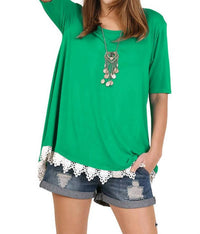 Umgee - Crochet Trim Lace Up Drawstring Top