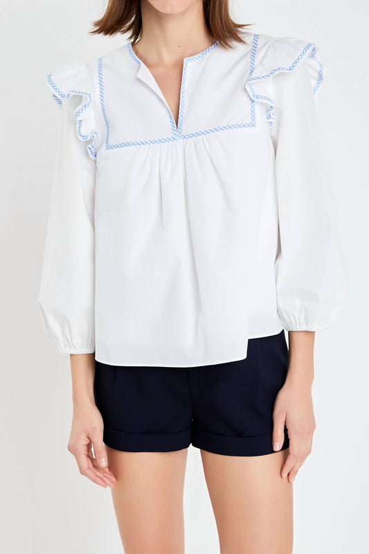 English Factory - Ruffled Embroidery Top