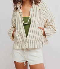 Free People - Devon Balloon Stripped Jacket