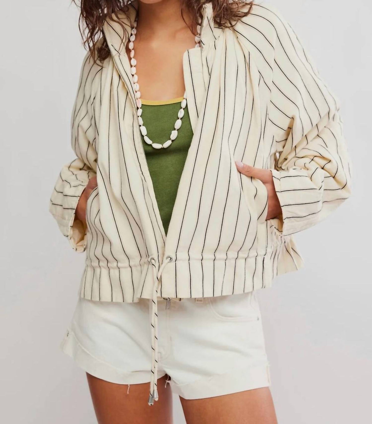 Free People - Devon Balloon Stripped Jacket