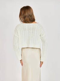 Sadie & Sage You And Me Cardi Sweater Top in white - women's sweater - alternate view