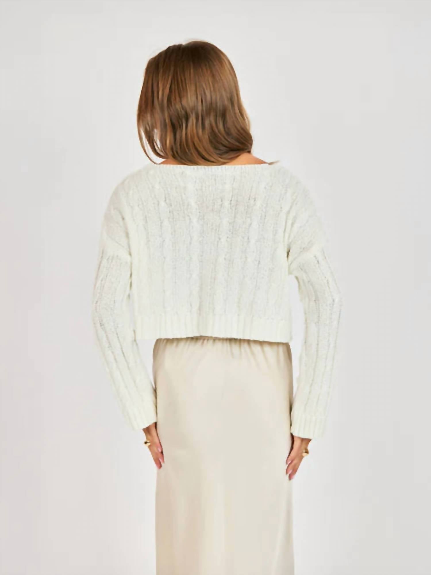 Sadie & Sage You And Me Cardi Sweater Top in white - women's sweater - alternate view
