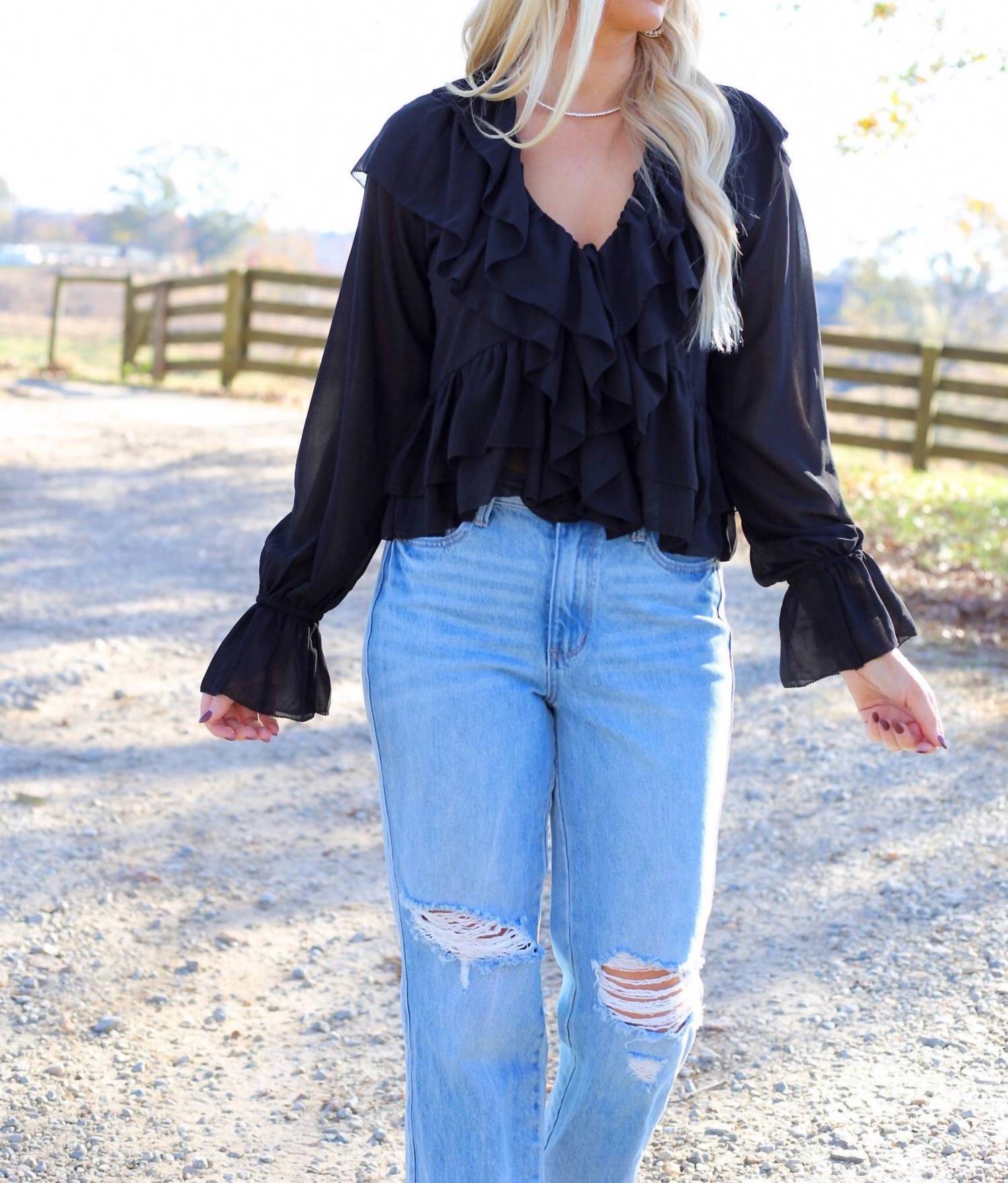 Evenuel - Dallas Ruffle Tie Blouse