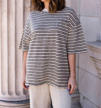 Free People - All Love Stripe Oversized Pocket Tee