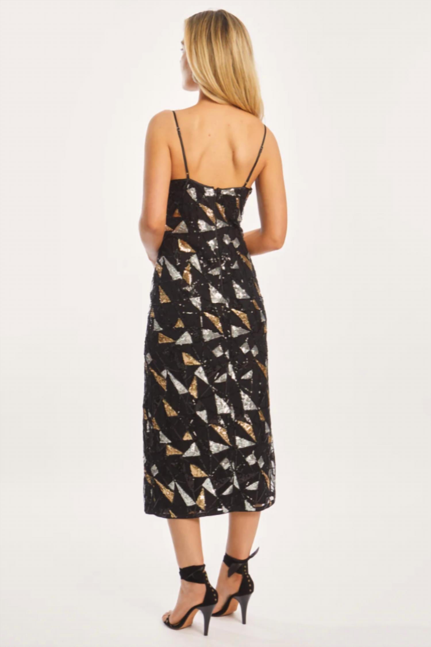 Caballero - Carolta Precious Metal Geo Sequin Dress