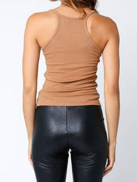 Olivaceous - Fitted Ribbed Spaghetti Strap Tank Top