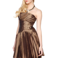 Pleated Metallic Mini Dress