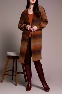TRIBAL Long Sweater Cardigan in dark toffee - women's cardigan