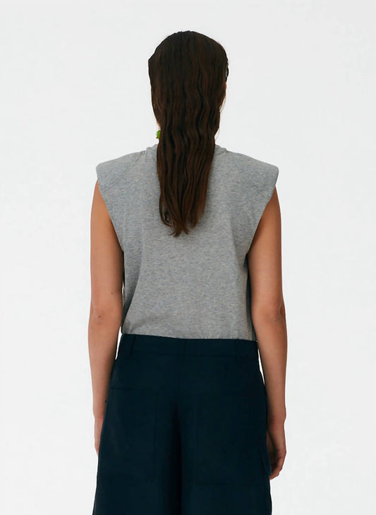 Venti6 - Heather Sleeveless Padded Shoulder Knit Top