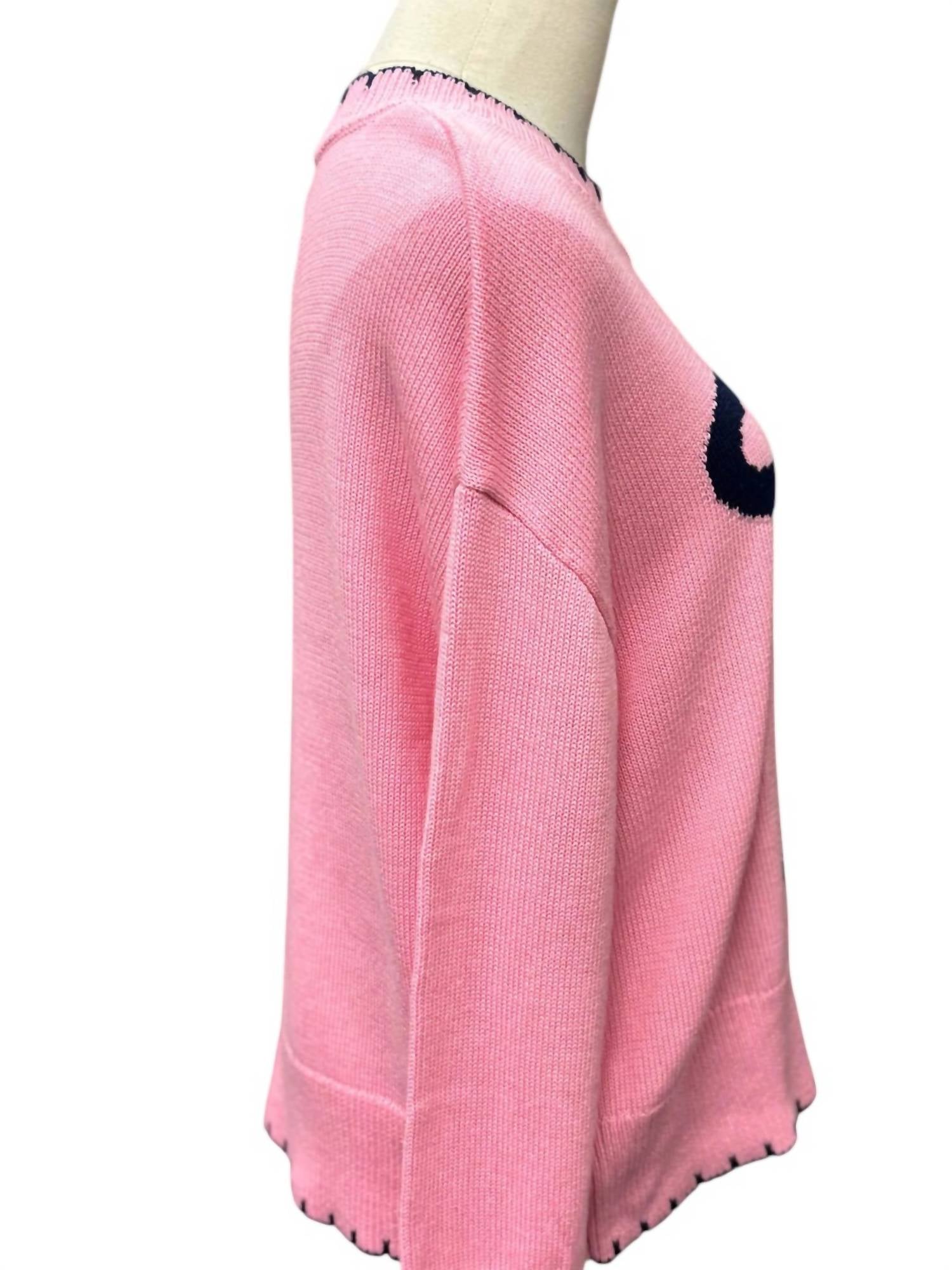 Simply Southern Women's Bow Knit Sweater in pink - women's sweater - alternate view