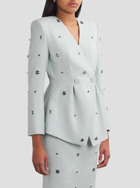 Huishan Zhang - Milo Crystal-embellishe Crepe Jacket