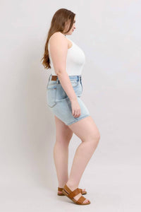 Judy Blue - High Rise 2 Button Mid Length Dad Denim Short