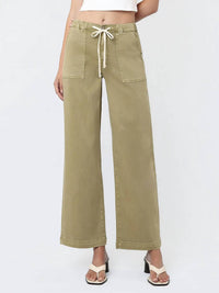 Vervet By Flying Monkey - High Rise Elastic Drawstring Baggy Wide Jeans