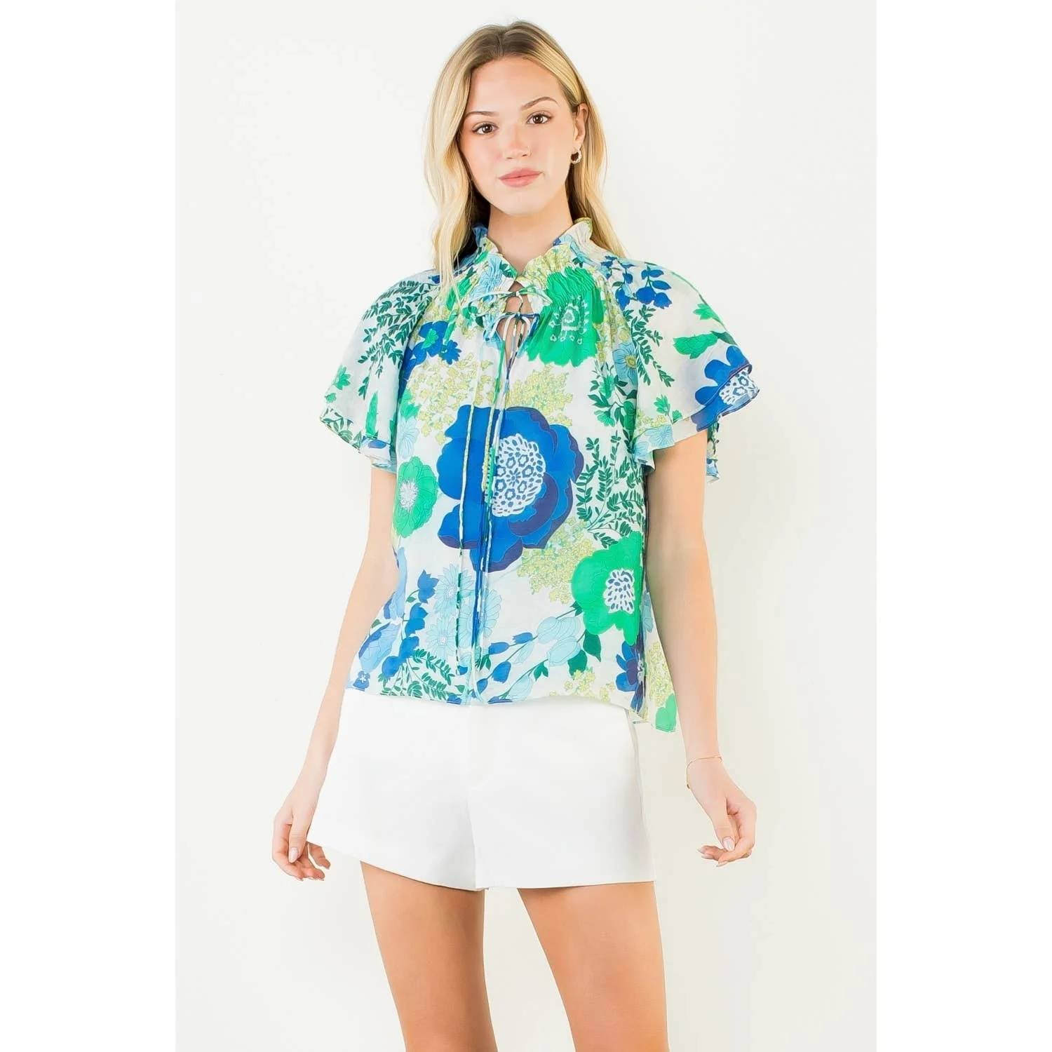 Thml - Floral Print Top With Tie Detail