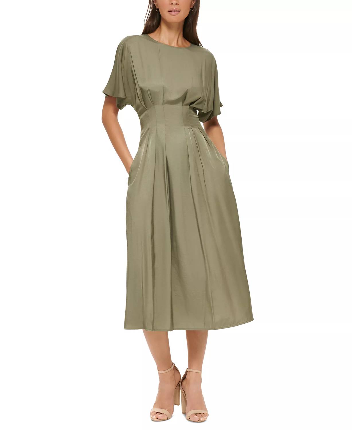 Kensie - Satin Blouson Midi Dress