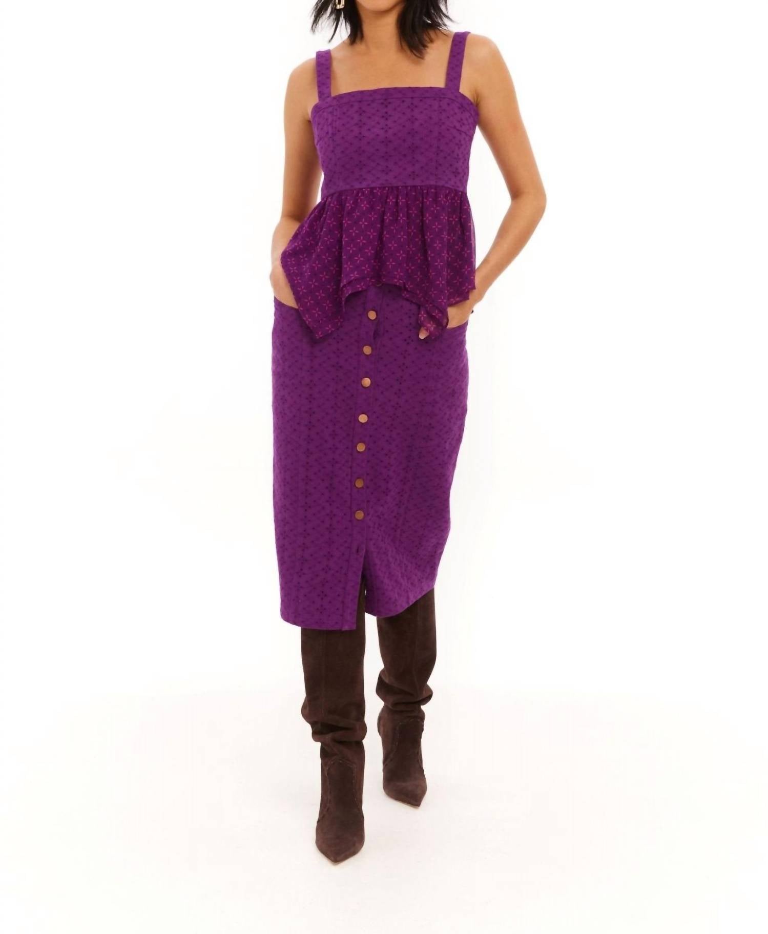 Allison New York - Eyelet Twill Amal Midi Skirt
