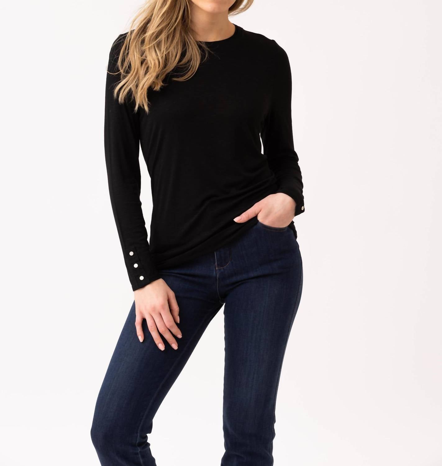 Marble - Button Cuff Long Sleeve Top