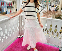 Elan - Women's Stripe Sweater Skirt Combo Dress