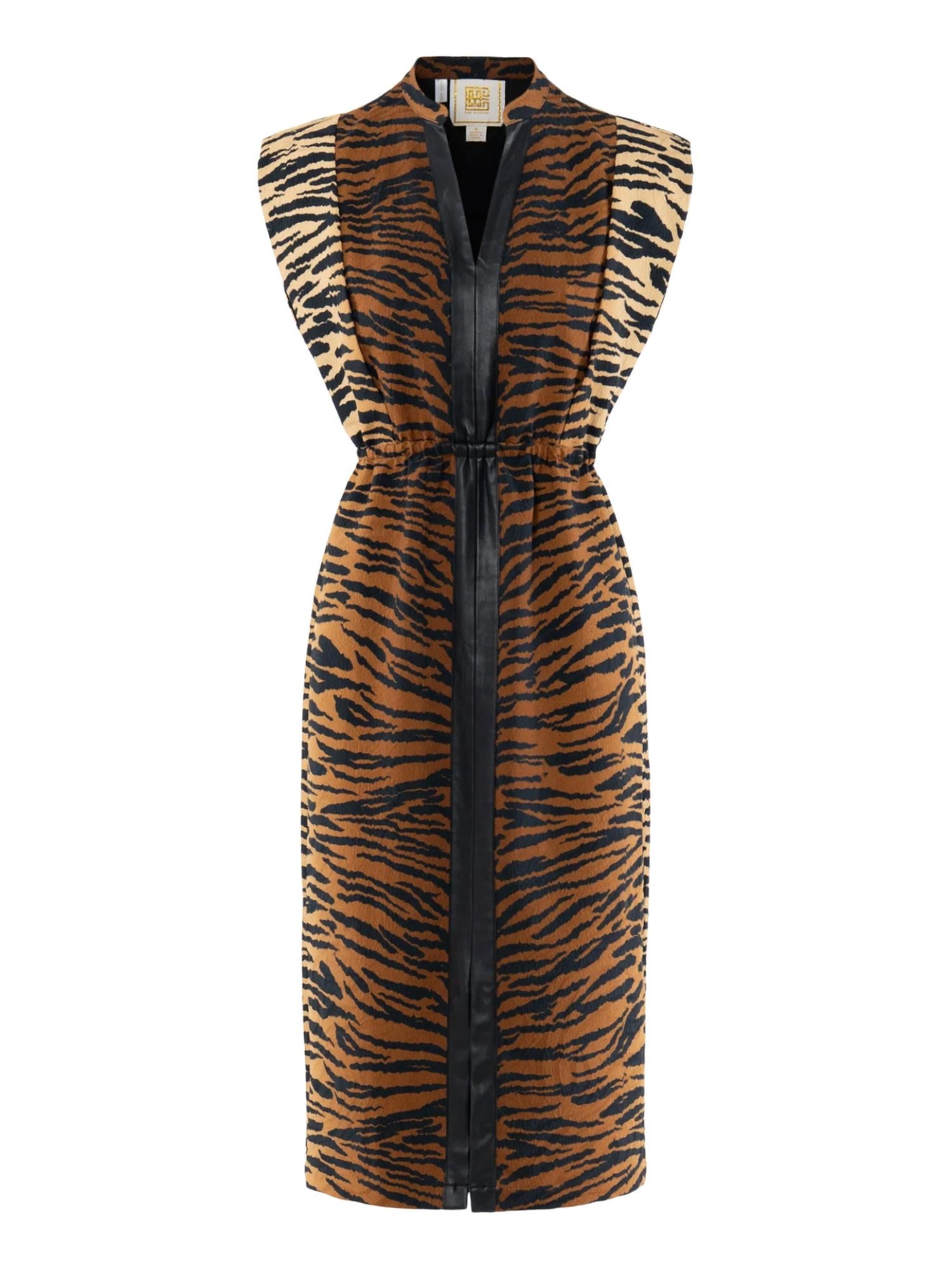Emily McCarthy Meme Tiger Jacquard Dress in brown - women's dress - view 4